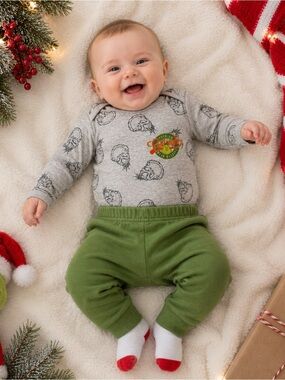 3/$25 Dr. Seuss Grinch Baby Bodysuit 6-12M Christmas Long Sleeve One Piece